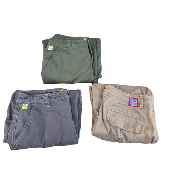 Empyre Pants Size 32 Ultra Loose Cargo Skate 3 Pair Olive Green,Khaki & Gray - Picture 1 of 14